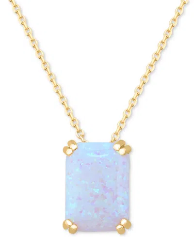 Macy's Lab-grown Opal Solitaire 18" Pendant Necklace (4-1/2 Ct. T.w.) In 14k Gold-plated Sterling Silver