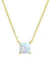 Macy's Lab-grown Opal Square Cut Solitaire 18" Pendant Necklace (5/8 Ct. T.w.) In Gold