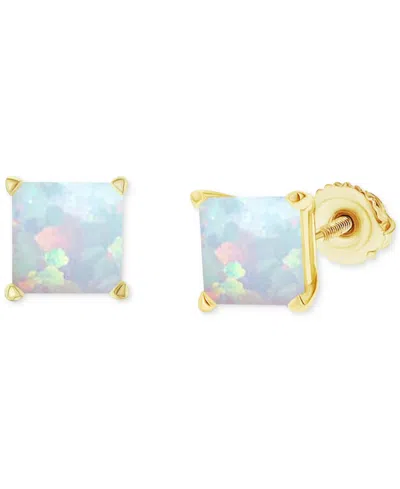 Macy's Lab-grown Opal Square Screw Back Stud Earrings (3/4 Ct. T.w.) In Yellow