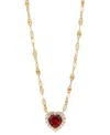 Macy's Lab-grown Pink Sapphire (1-1/2 Ct. T.w.) & Lab-grown White Sapphire (1/4 Ct. T.w.) Heart Pendant Nec In Ruby