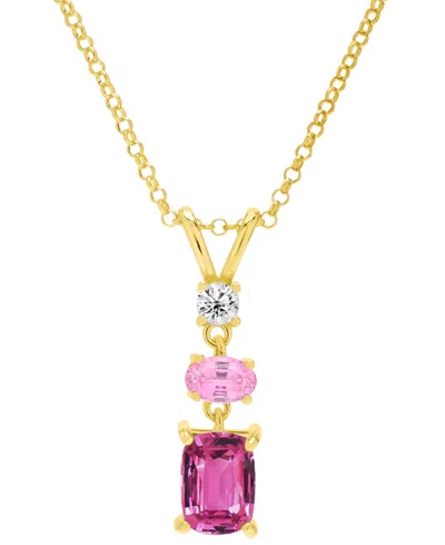 Macy's Lab Grown Pink Sapphire (1-1/2 Ct. T.w.) & Lab Grown White Sapphire (1/6 Ct. T.w.) Triple Drop 18" P
