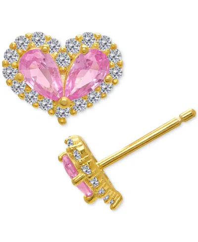 Macy's Lab Grown Pink Sapphire (1-1/5 Ct. T.w.) & Lab Grown White Sapphire (1/4 Ct. T.w.) Double Pear Heart