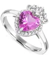 Macy's Lab Grown Pink Sapphire 1-3/8 Ct. T.w. And Lab-created White Sapphire 1/3 Ct. T.w. Heart Promise Rin In Pink