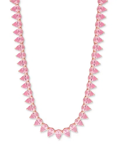 Macy's Lab-grown Pink Sapphire 18" Tennis Necklace (35 Ct. T.w.) In Rose-plated Sterling Silver