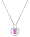 Macy's Lab-grown Pink Sapphire (2-3/8 Ct. T.w.) & Lab-grown White Sapphire (5/8 Ct. T.w.) Heart 18" Pendant In Pink Sapphire