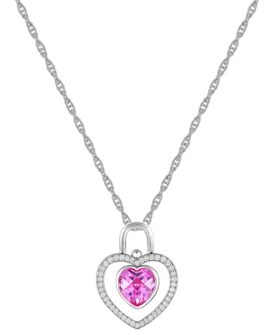 Macy's Lab-grown Pink Sapphire (2-3/8 Ct. T.w.) & Lab-grown White Sapphire (5/8 Ct. T.w.) Heart 18" Pendant