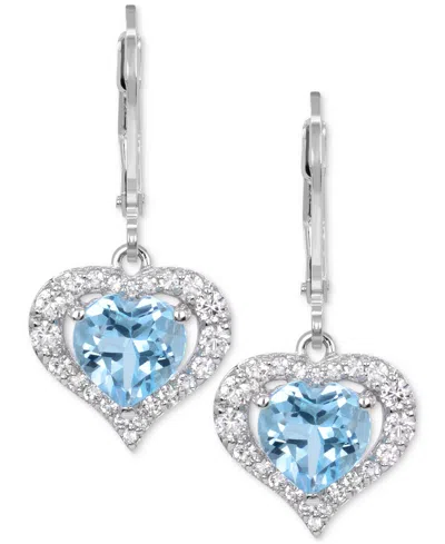 Macy's Lab-grown Pink Sapphire (2-7/8 Ct. T.w) And Lab-grown White Sapphire Earrings In Sterling Silver In Metallic