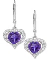 Macy's Lab-grown Pink Sapphire (2-7/8 Ct. T.w) And Lab-grown White Sapphire Earrings In Sterling Silver In Silver