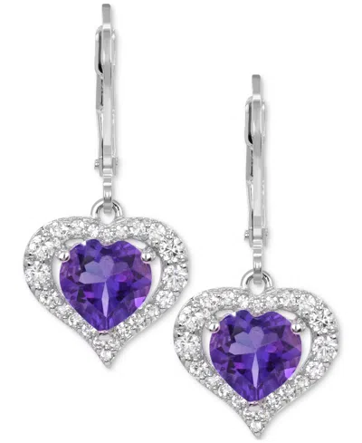 Macy's Lab-grown Pink Sapphire (2-7/8 Ct. T.w) And Lab-grown White Sapphire Earrings In Sterling Silver