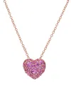 MACY'S LAB GROWN PINK SAPPHIRE CLUSTER HEARTY 18" PENDANT NECKLACE (3-1/4 CT. T.W.) IN 14K ROSE GOLD-PLATED