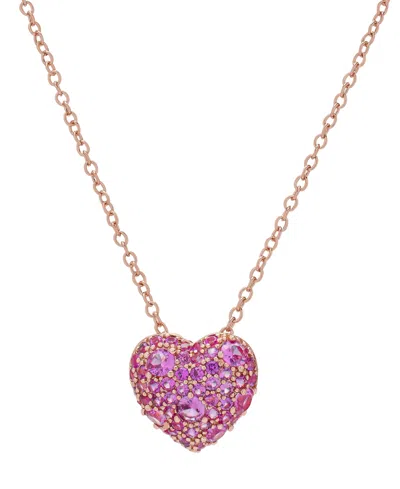Macy's Lab Grown Pink Sapphire Cluster Hearty 18" Pendant Necklace (3-1/4 Ct. T.w.) In 14k Rose Gold-plated