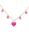 Macy's Lab Grown Pink Sapphire Heart & Dangle 18" Pendant Necklace (2-7/8 Ct. T.w.) In 14k Gold-plated Ster