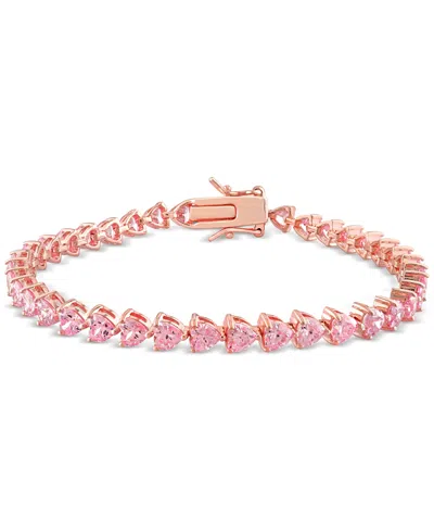 MACY'S LAB-GROWN PINK SAPPHIRE HEART SHAPE TENNIS BRACELET (12-1/3 CT. T.W.) IN ROSE-PLATED STERLING SILVER