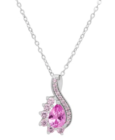 Macy's Lab-grown Pink Sapphire Infinity Pear (1-1/4 Ct. T.w.) Pendant Necklace In Sterling Silver In Multi