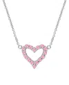 Macy's Lab Grown Pink Sapphire Open Heart Pendant 18" Necklace (3/4 Ct. T.w.) In Sterling Silver In Pink Sapphire