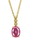Macy's Lab Grown Pink Sapphire Oval 18" Pendant Necklace (2-1/10 Ct. T.w.) In 14k Gold-plated Sterling Silv