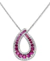 Macy's Lab-grown Ruby (1-1/2 Ct. T.w.) & Cubic Zirconia Loop 18" Pendant Necklace In Sterling Silver In Ruby