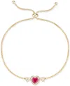 Macy's Lab-grown Ruby (1-1/2 Ct. T.w.), Lab-grown White Sapphire (1/4 Ct. T.w.) & Diamond Accent Heart Slid In Ruby