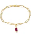 Macy's Lab-grown Ruby (1-1/3 Ct. T.w.) & Lab-grown White Sapphire (1/6 Ct. T.w.) Single Charm Link Bracelet In Ruby
