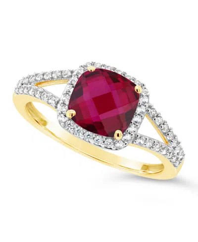 Macy's Lab Grown Ruby (1-3/4 Ct. T.w.) And Lab Grown White Sapphire (1/4 Ct. T.w.) Ring In 10k Yellow Gold