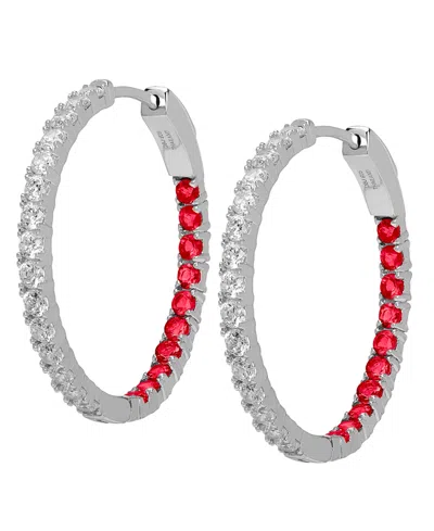 Macy's Lab-grown Ruby (1 Ct. T.w.) & Lab-grown White Sapphire (1-1/2 Ct. T.w.) Inside-out Hoop Earrings In  In Metallic