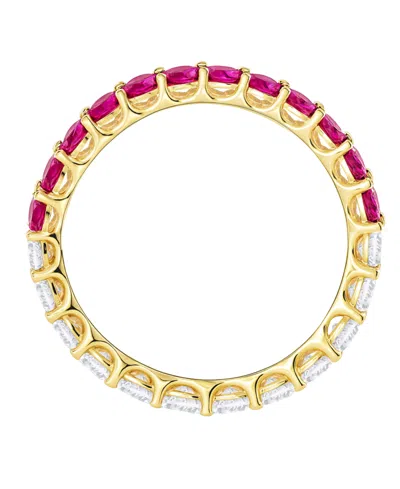Macy's Lab-grown Ruby (1 Ct. T.w.) And Lab-grown White Sapphire (1 Ct. T.w.) Band Ring In 14k Gold Over Ste