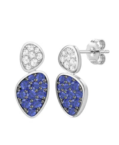 Macy's Lab Grown Ruby (1 Ct. T.w.) & Lab Grown White Sapphire (1/3 Ct. T.w.) Earrings In 14k Gold Over Ster In Brown