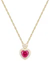 MACY'S LAB GROWN RUBY (1 CT. T.W.), WHITE SAPPHIRE (1/5 CT. T.W.) & DIAMOND ACCENT HEART PENDANT NECKLACE I