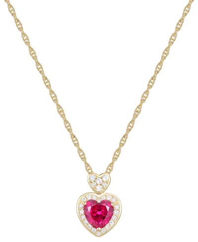 Macy's Lab Grown Ruby (1 Ct. T.w.), White Sapphire (1/5 Ct. T.w.) & Diamond Accent Heart Pendant Necklace I