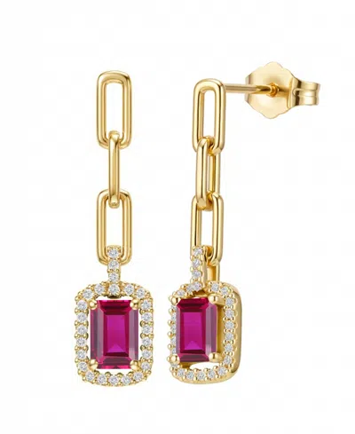 Macy's Lab Grown Ruby (1-1/3 Ct. T.w.) & Lab Grown White Sapphire (1/4 Ct. T.w.) Drop Earrings In 14k Gold 