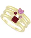 MACY'S LAB-GROWN RUBY (1/2 CT. T.W.) & LAB-GROWN PINK SAPPHIRE (1/3 CT. T.W.) STACK LOOK RING IN 14K GOLD O