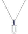 Macy's Lab Grown Ruby (1/3 Ct. T.w.) & Diamond (1/20 Ct. T.w.) Oval 18" Pendant Necklace In 14k Gold-plated In Sapphire