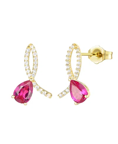 Macy's Lab Grown Ruby (1-3/4 Ct. T.w.) & Lab Grown White Sapphire (1/3 Ct. T.w.) Earrings In 14k Gold Over 
