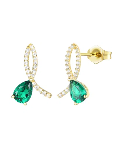 Macy's Lab Grown Ruby (1-3/4 Ct. T.w.) & Lab Grown White Sapphire (1/3 Ct. T.w.) Earrings In 14k Gold Over 