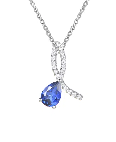 Macy's Lab Grown Ruby (1-3/8 Ct. T.w.) & Lab Grown White Sapphire (1/5 Ct. T.w.) Pendant Necklace In 14k Go In Purple