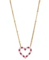 Macy's Lab-grown Ruby (1/4 Ct. T.w.) & Lab-grown White Sapphire (1/4 Ct. T.w.) Heart Pendant Necklace In 14 In Ruby