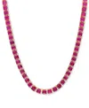 Macy's Lab-grown Ruby 18" Tennis Necklace (48-1/2 Ct. T.w.) In Gold-plated Sterling Silver In Ruby