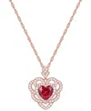 Macy's Lab-grown Ruby (2-1/5 Ct. T.w.) & Lab-grown White Sapphire (1/2 Ct. T.w.) Heart 18" Pendant Necklace In Ruby