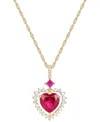 Macy's Lab Grown Ruby (2-5/8 Ct. T.w.) & Lab Grown White Sapphire (1/3 Ct. T.w.) Heart 18" Pendant Necklace