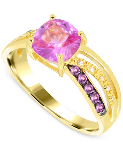 Macy's Lab-grown Ruby (2 Ct. T.w.) & Diamond Accent Swirl Ring In 14k Gold-plated Sterling Silver