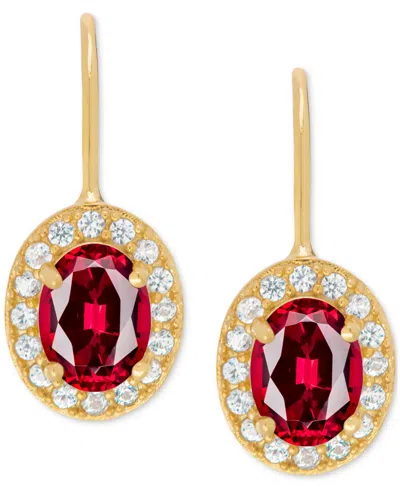 Macy's Lab Grown Ruby (2 Ct. T.w.) & Lab Grown White Sapphire (1/3 Ct. T.w.) Leverback Oval Drop Earrings I