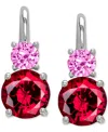 Macy's Lab Grown Ruby (3-1/5 Ct. T.w.) & Lab Grown Pink Sapphire (5/8 Ct. T.w.) Leverback Drop Earrings In 