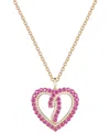 Macy's Ruby (3/4 Ct. T.w.) & Diamond (1/4 Ct. T.w.) Wrap Style Open Heart 18" Pendant Necklace In 14k Gold In Ruby