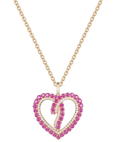 Macy's Ruby (3/4 Ct. T.w.) & Diamond (1/4 Ct. T.w.) Wrap Style Open Heart 18" Pendant Necklace In 14k Gold