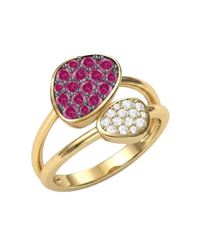 Macy's Lab Grown Ruby (3/4 Ct. T.w.) & Lab Grown White Sapphire (1/4 Ct. T.w.) Ring In 14k Gold Over Sterli