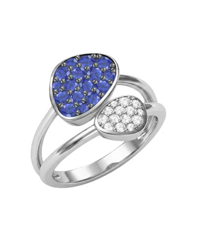 Macy's Lab Grown Ruby (3/4 Ct. T.w.) & Lab Grown White Sapphire (1/4 Ct. T.w.) Ring In 14k Gold Over Sterli In Blue
