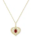 Macy's Lab-grown Ruby (3/4 Ct. T.w.) & Lab-grown White Sapphire (3/8 Ct. T.w.) Openwork Heart 18" Pendant N In Ruby