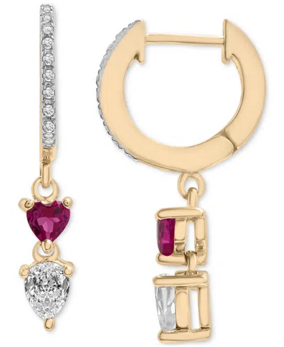 Macy's Lab-grown Ruby (3/8 Ct. T.w.), Lab-grown White Sapphire (3/8 Ct. T.w.) & Diamond (1/20 Ct. T.w.) Dan