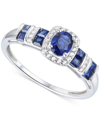 Macy's Lab-grown Ruby (5/8 Ct. T.w.) & Lab-grown White Sapphire (1/10 Ct. T.w.) Halo Statement Ring In 14k