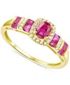 Macy's Lab-grown Ruby (5/8 Ct. T.w.) & Lab-grown White Sapphire (1/10 Ct. T.w.) Halo Statement Ring In 14k In Ruby